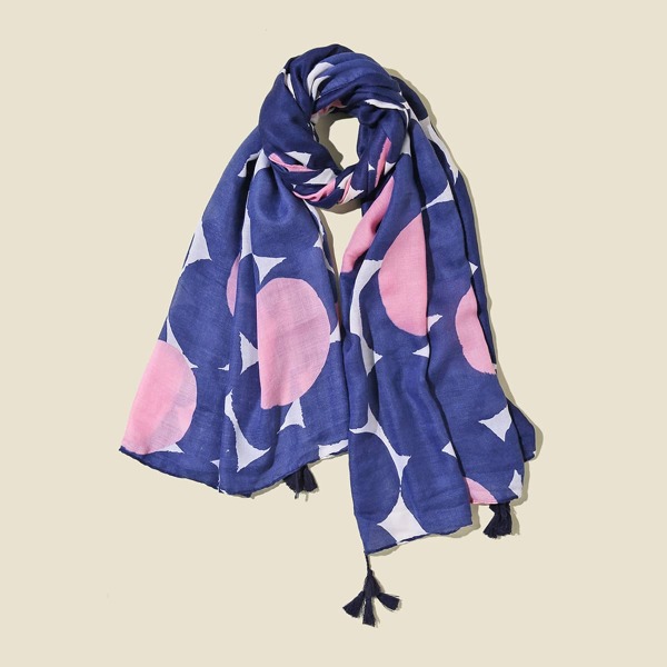 

Polka Dot Pattern Scarf, Blue