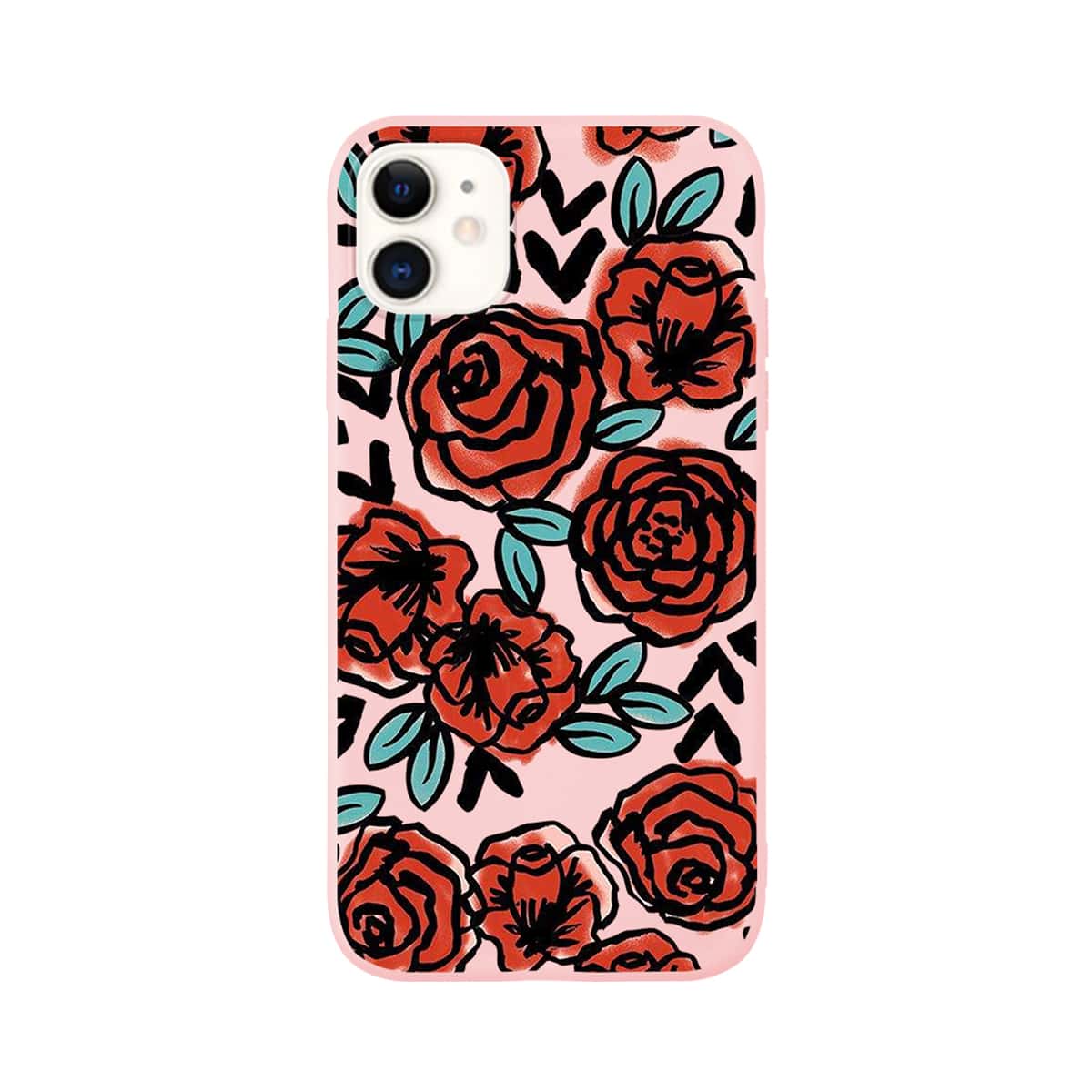 

1pc Flower Print iPhone Case, Multicolor