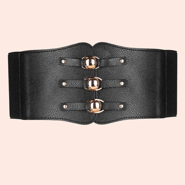 

Metal Decor Wide Belt, Black