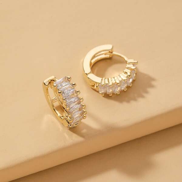 

Rhinestone Decor Hoop Earrings, Gold