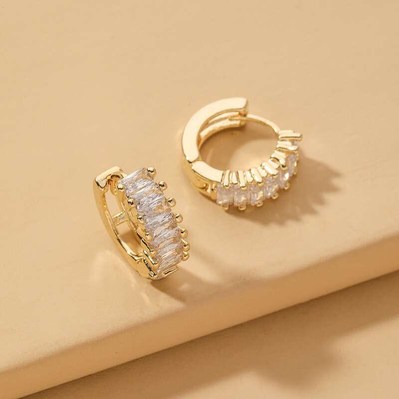 

Rhinestone Decor Hoop Earrings, Gold
