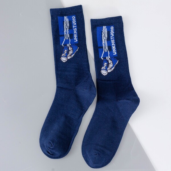 

Men Number Pattern Socks, Multicolor