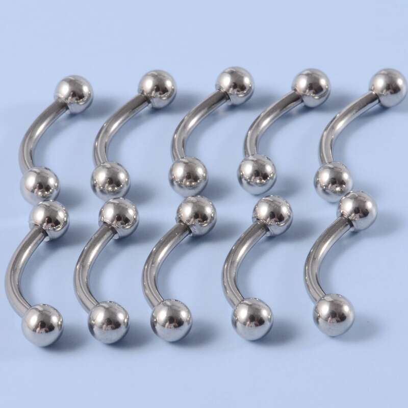 

10pcs Guys Simple Eyebrow Stud, Silver