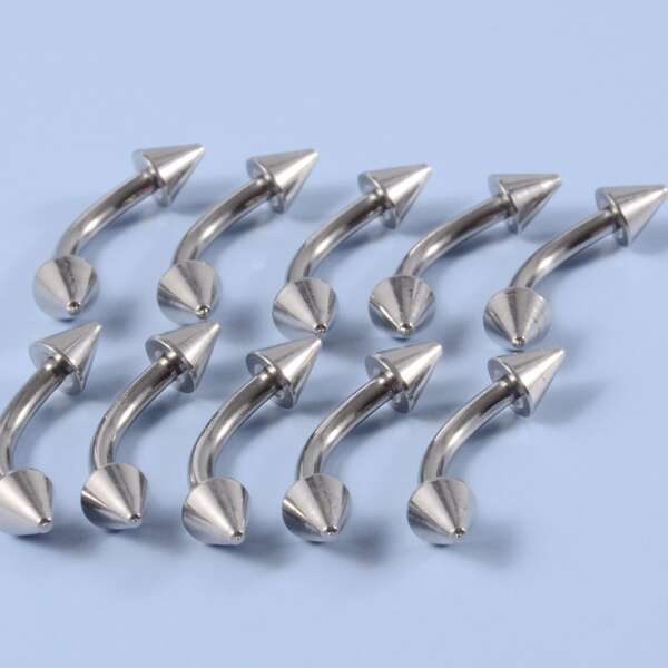 

10pcs Men Simple Eyebrow Stud, Silver