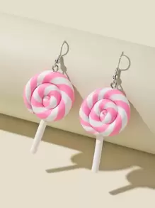 Cartoon Lollipop Drop Earrings - Pink - View 1