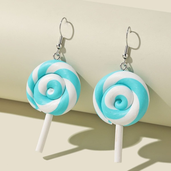 

Cartoon Lollipop Drop Earrings, Blue