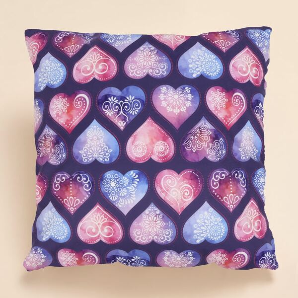 

Mandala Heart Cushion Cover Without Filler, Multicolor
