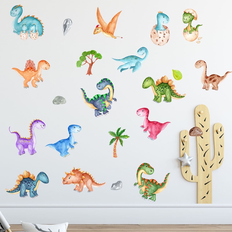 

Kids Cartoon Dinosaur Print Wall Sticker, Multicolor
