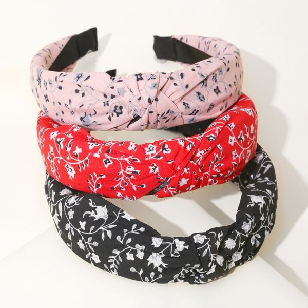 

3pcs Floral Pattern Hair Hoop, Multicolor