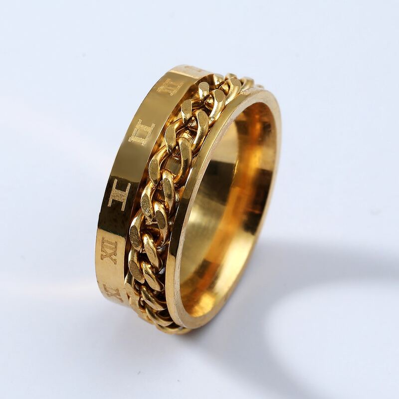 

Guys Chain Decor Ring, Gold