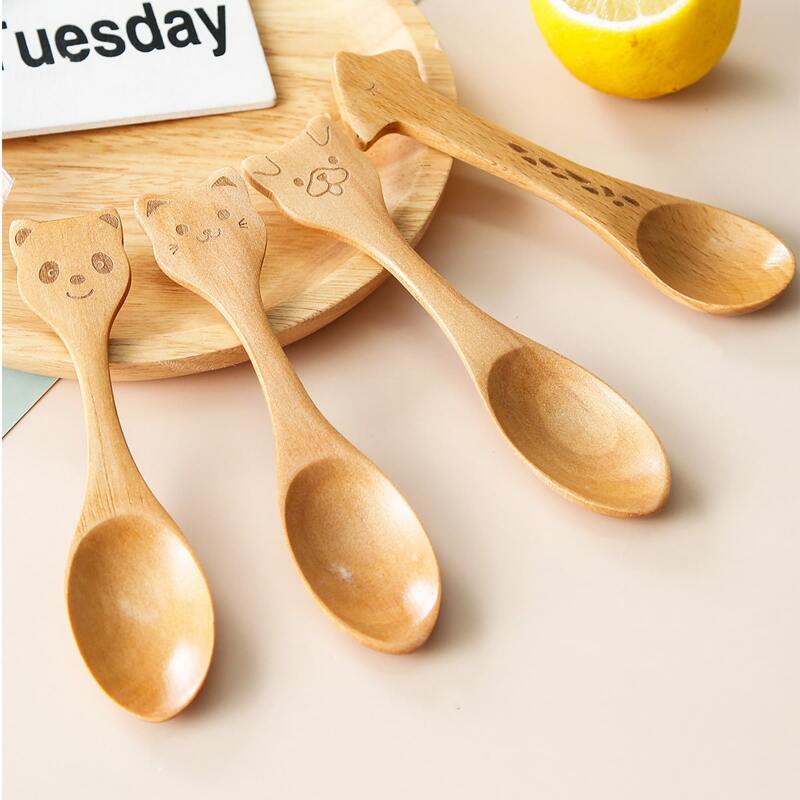 

4pcs Kids Wooden Spoon, Khaki