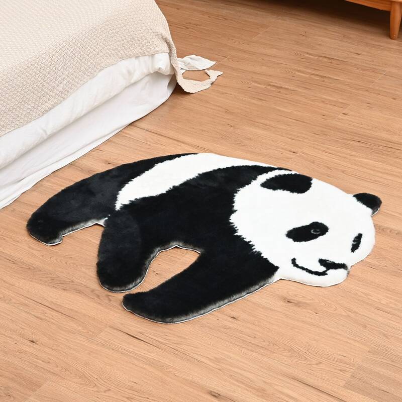 

Panda Design Plush Carpet, Black and white