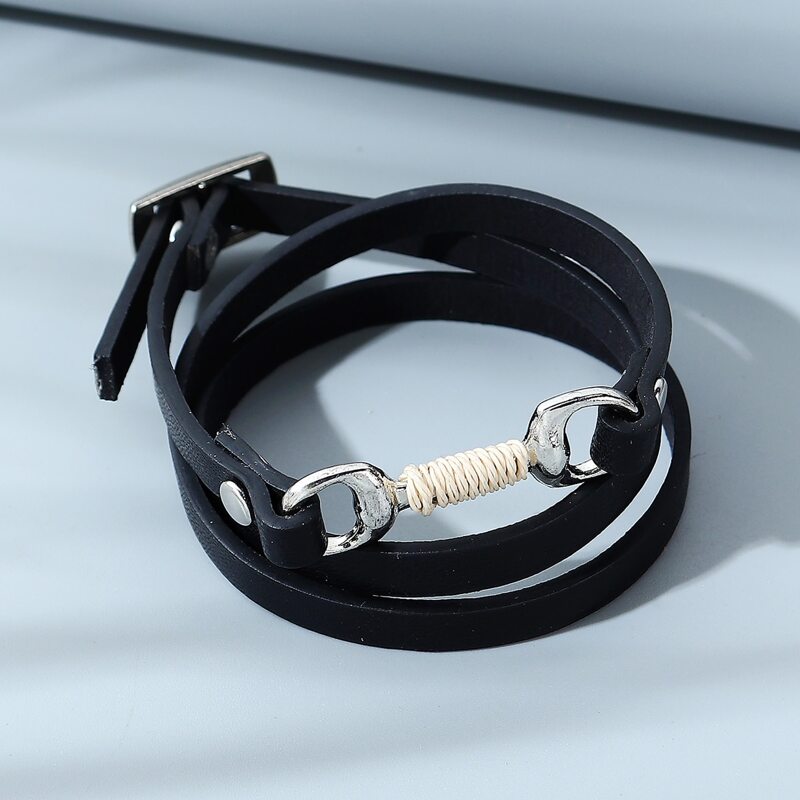 

Guys PU Leather Bracelet, Black