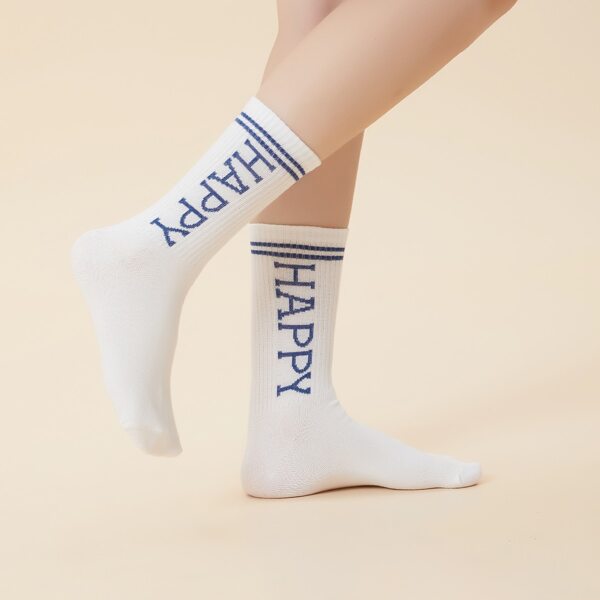 

Letter Graphic Socks, White