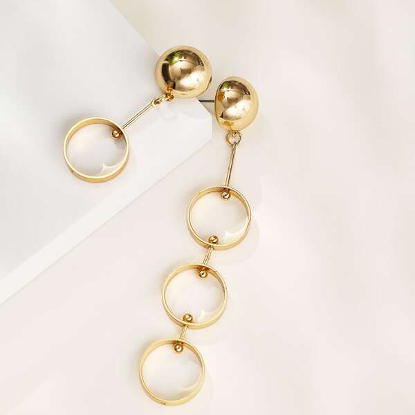 

Asymmetric Geometric Drop Earrings, Gold