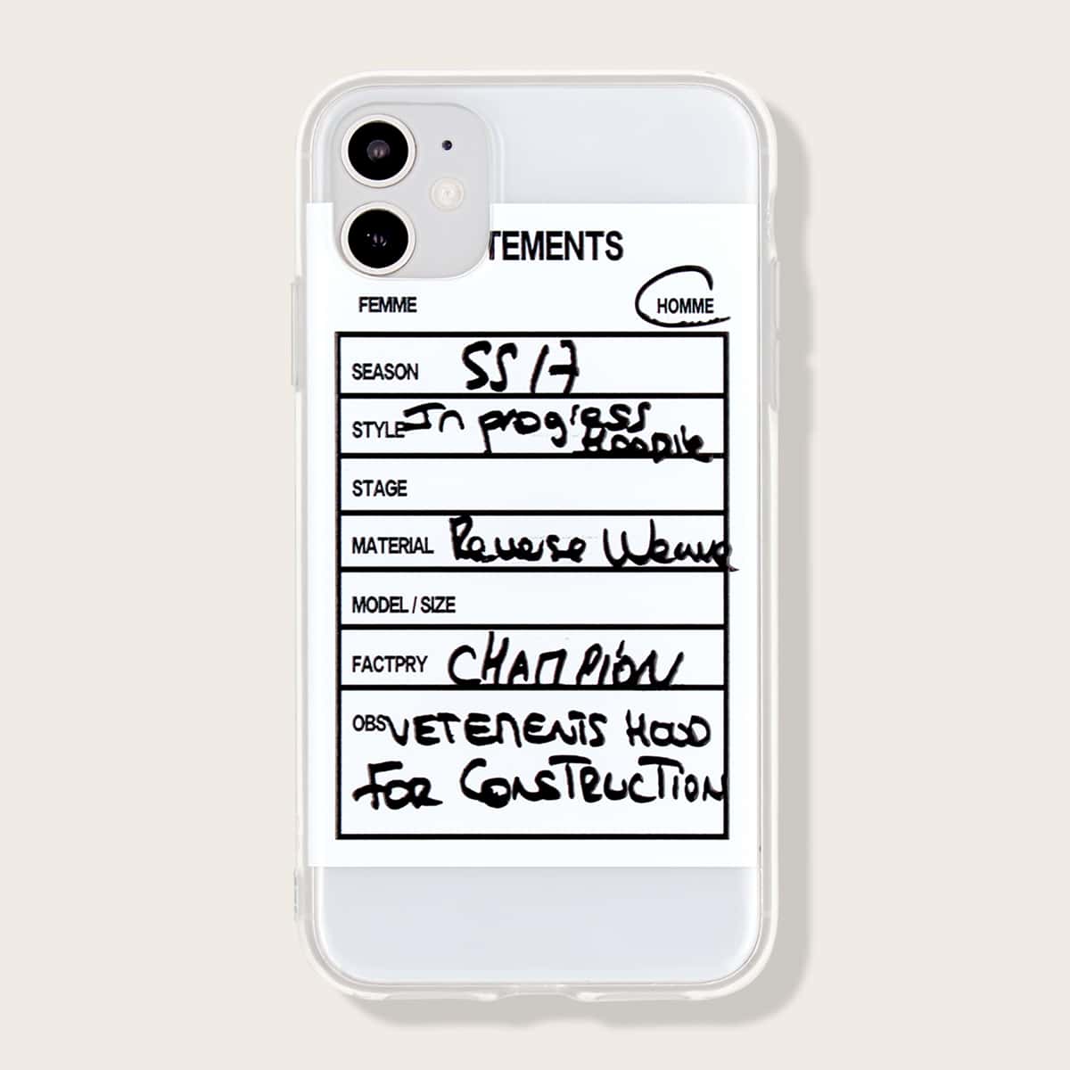 

1pc Letter Graphic iPhone Case, Clear