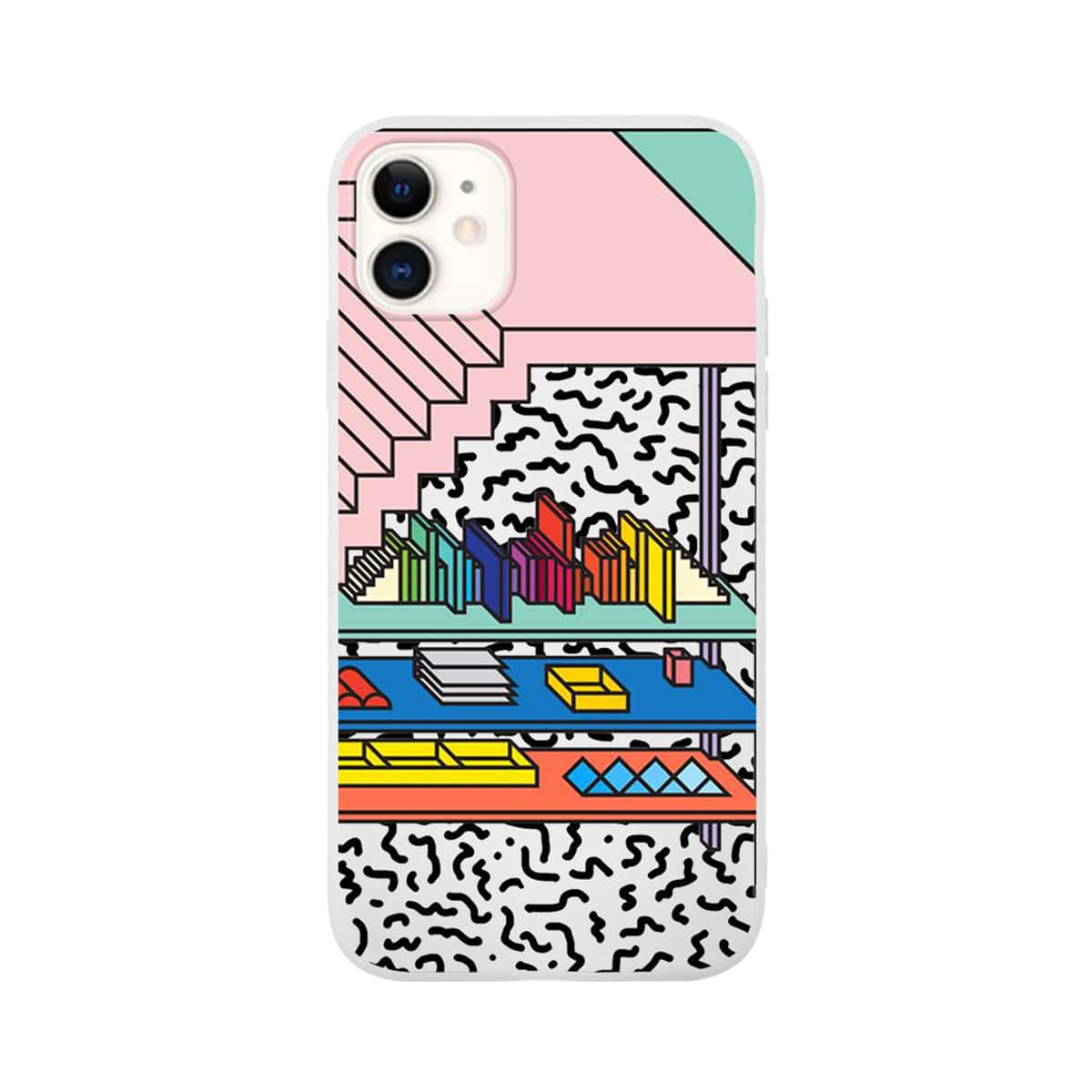 

1pc Line Drawing Pattern iPhone Case, Multicolor