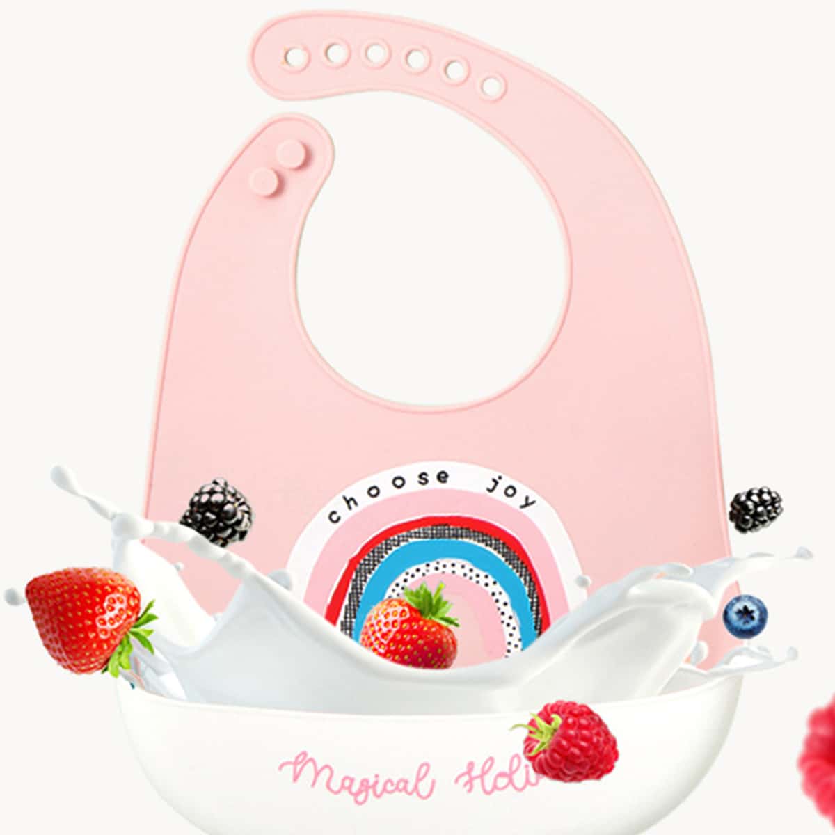 

1pc Kids Adjustable Silicone Bib, Multicolor