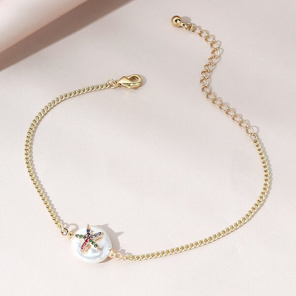 

Shell & Starfish Decor Bracelet, Gold