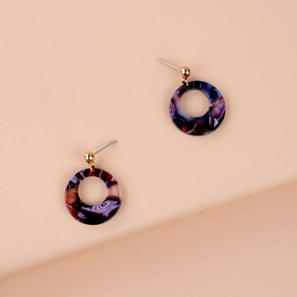

Hollow Out Round Drop Earrings, Multicolor