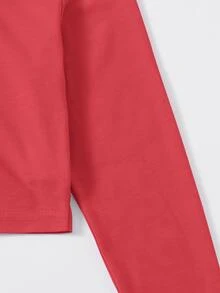 SHEIN BASICS Button Up Crop Top - Red - View 5