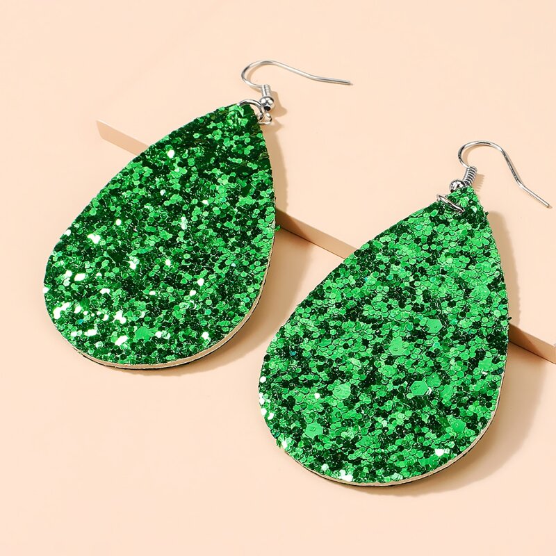 

Christmas Glitter Water Drop Earrings, Green