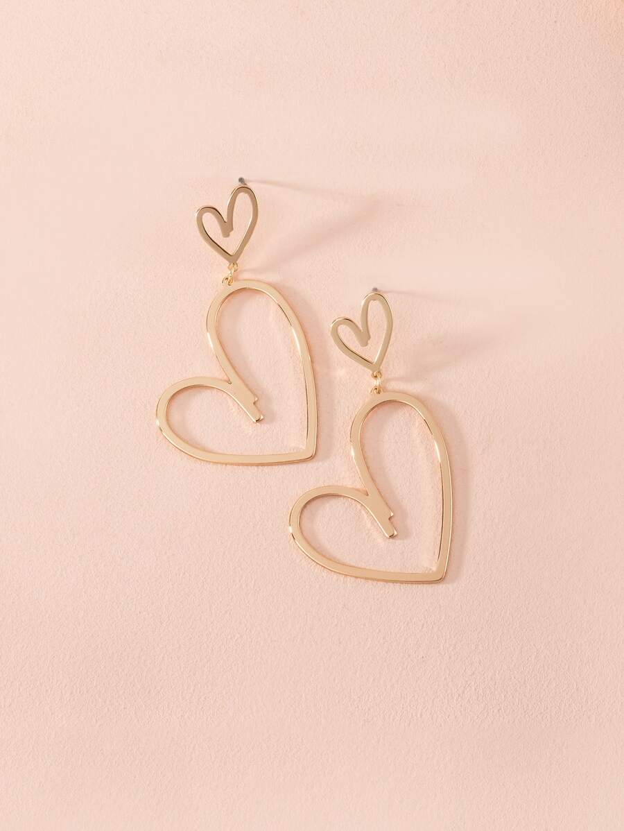 Hollow Out Heart Drop Earrings
