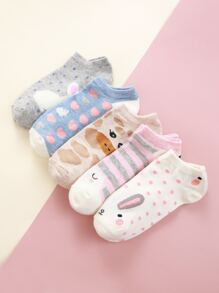 5pairs Cartoon Graphic Socks - Multicolor - View 1