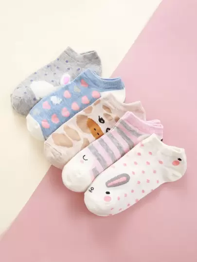 5pairs Cartoon Graphic Socks