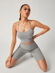 SHEIN SXY Top de tirantes corto - Gris - Ver 6