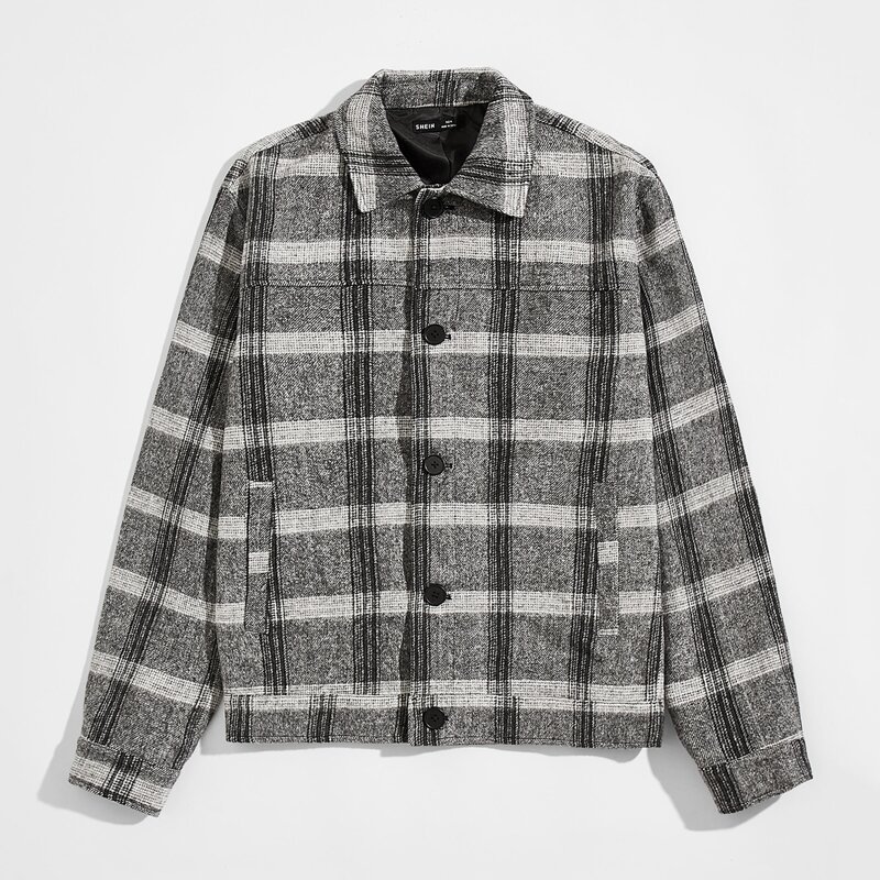 

Guys Button Front Plaid Jacket, Multicolor