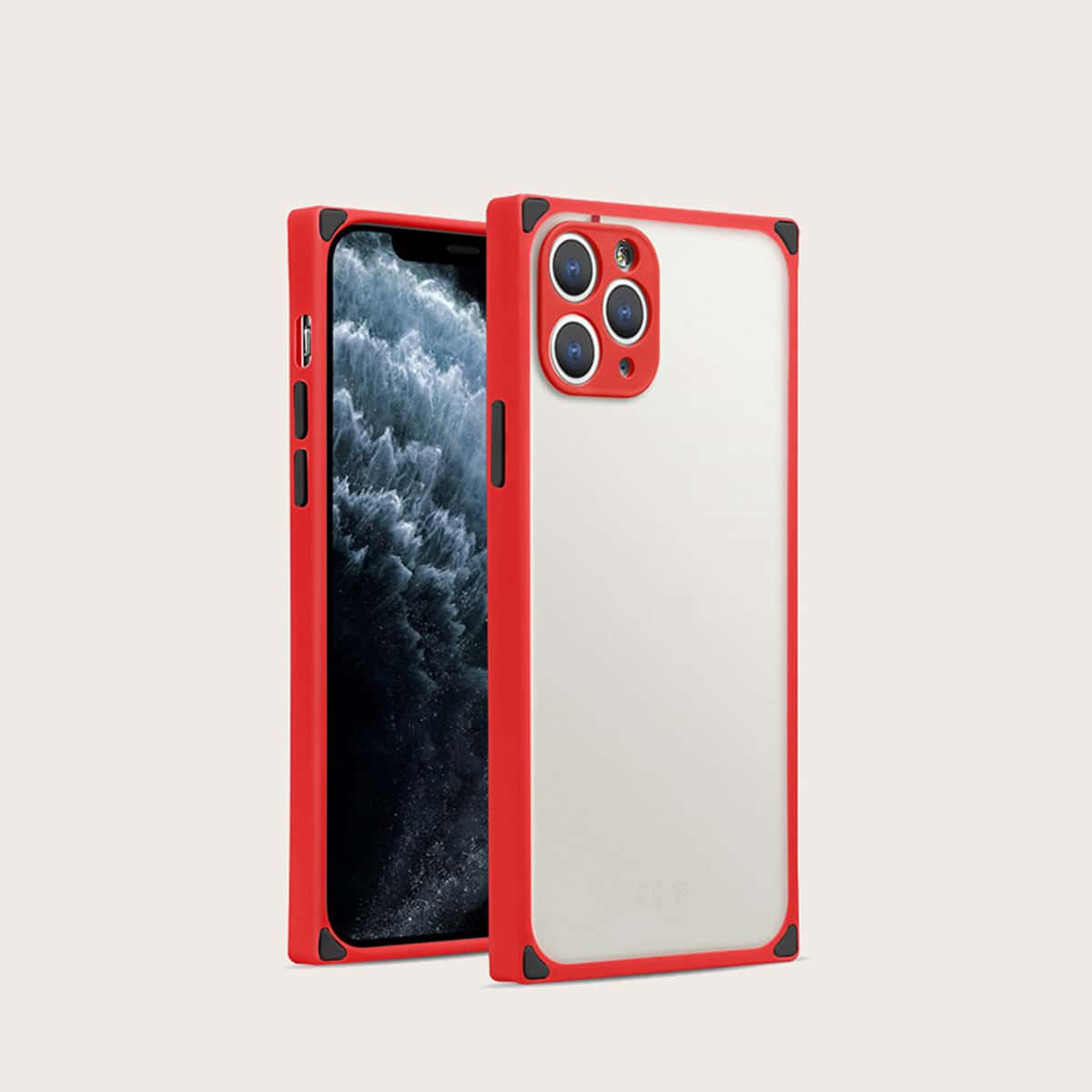 

1pc Contrast Frame iPhone Case, Red