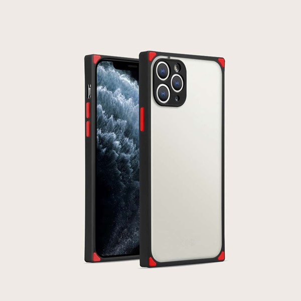 

1pc Contrast Frame iPhone Case, Black