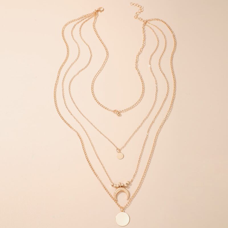 

Moon & Coin Layered Necklace, Gold