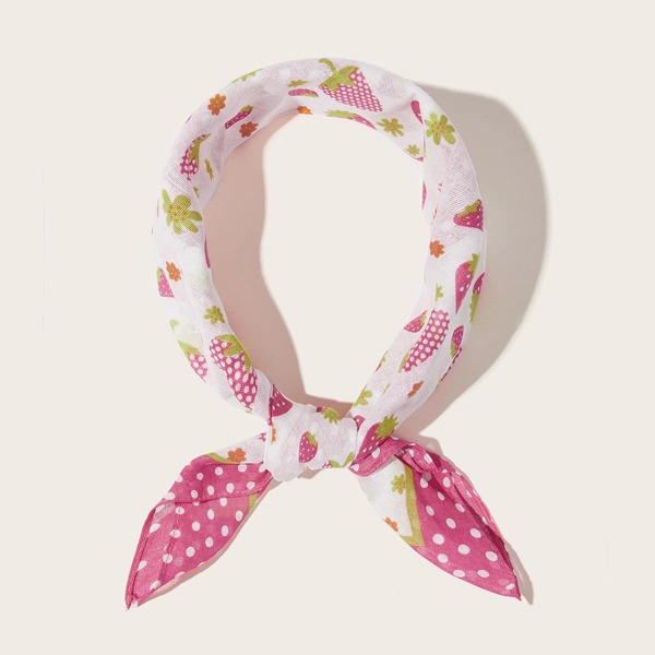 

Strawberry Pattern Bandana, Pink