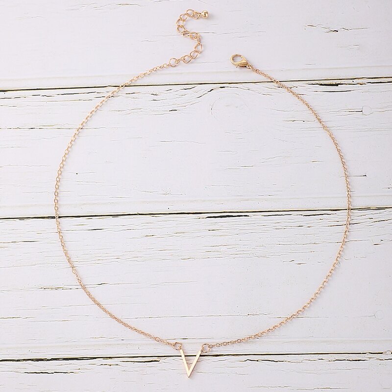 

Letter V Chain Necklace, Gold