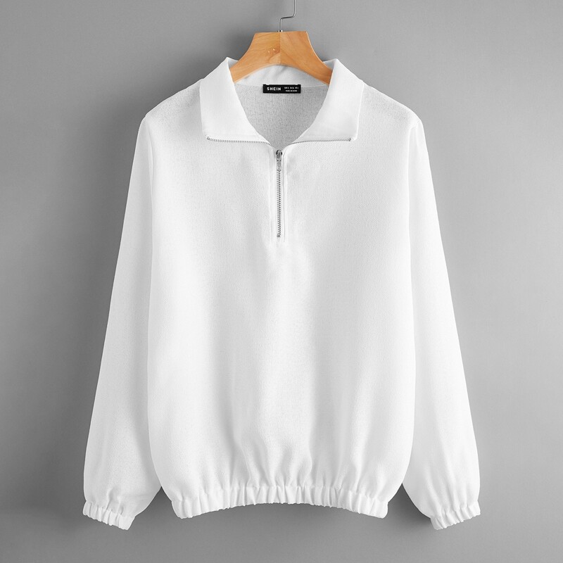 

Half Zip Solid Top, Beige