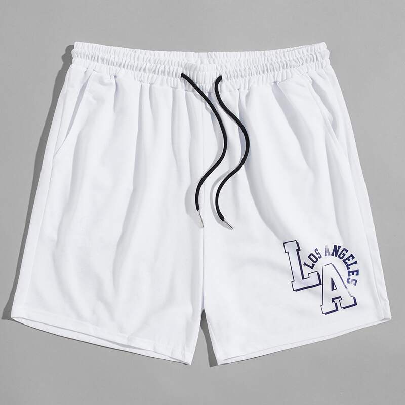 

Guys Letter Graphic Drawstring Shorts 7'', White