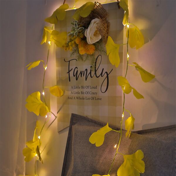 

1pc Ginkgo Biloba String Light With 20pcs Bulb, Yellow