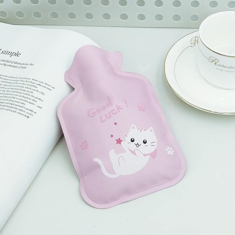 

Cartoon Cat Print Hot Water Bag, Pink