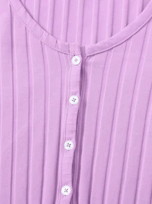 Muchica 紐扣生菜邊短版上衣 - 紫丁香色 - 查看 5
