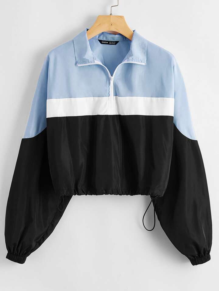 Our Half Zipper Colorblock Crop Wind Jacket is such a vibe