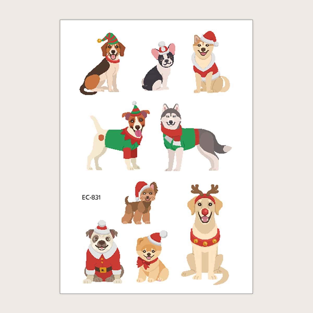 

1pc Christmas Dog Pattern Tattoo Sticker, Multicolor