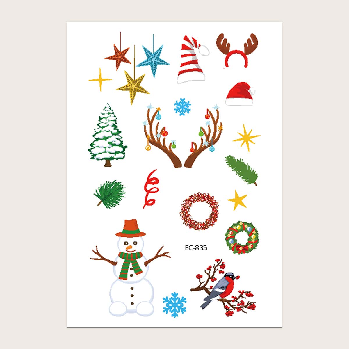 

1pc Christmas Pattern Tattoo Sticker, Multicolor