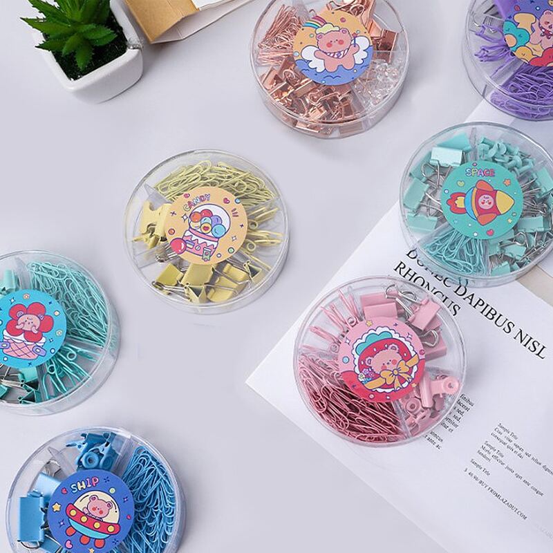 

1box Random Paper Clip & Binder Clip Set, Multicolor