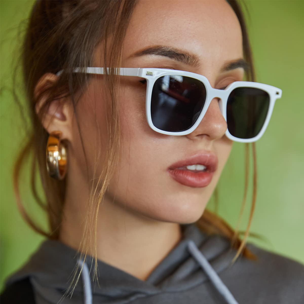 

Square Frame Sunglasses, Black