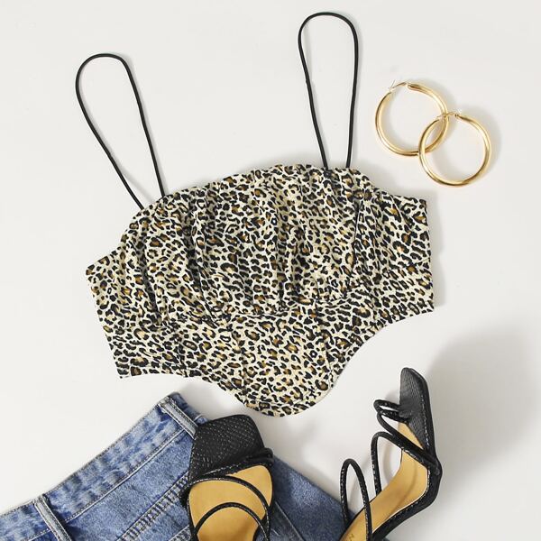 

Rushed Bust Leopard Crop Cami Top, Multicolor