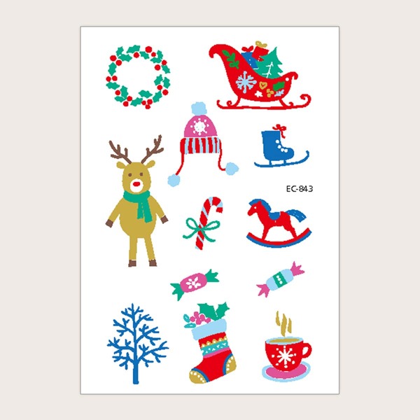 

1pc Christmas Pattern Tattoo Sticker, Multicolor