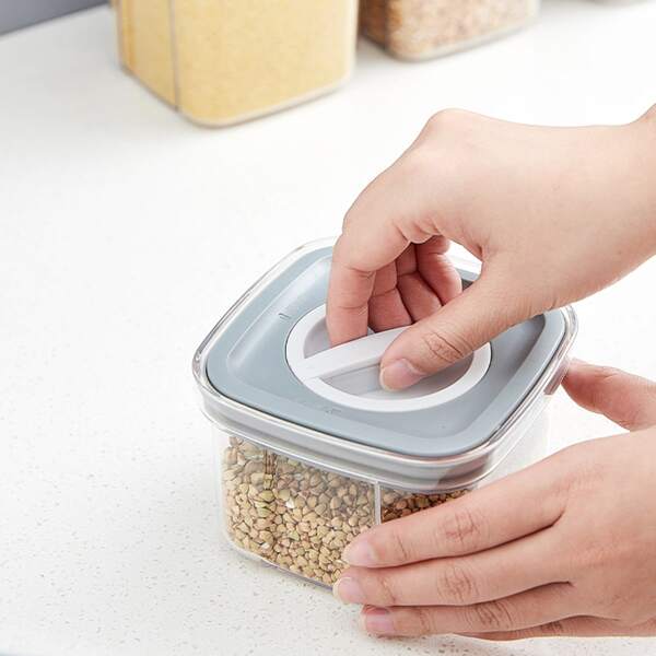 

1pc Clear Food Container, Grey
