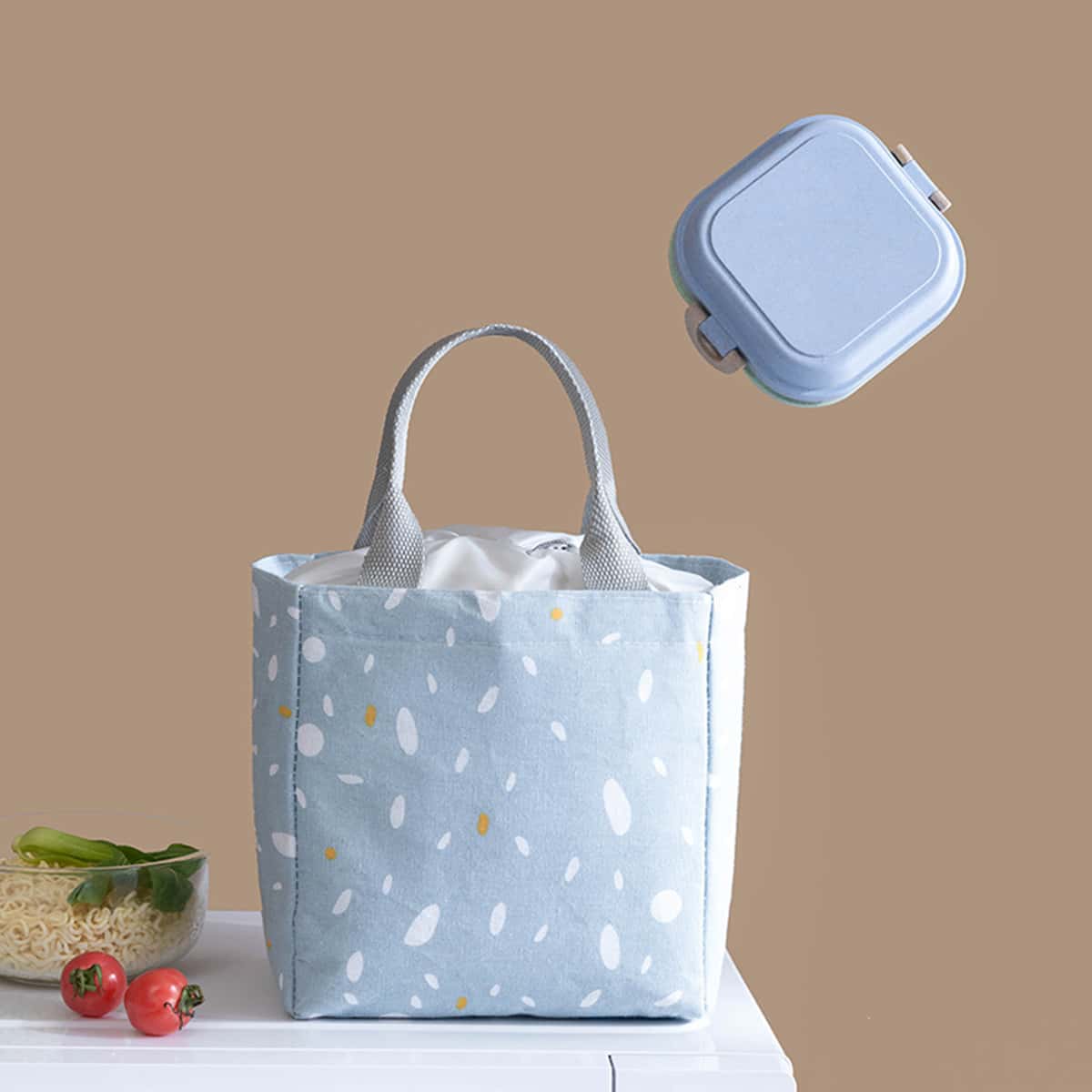 

1pc Graphic Print Lunch Bag, Blue